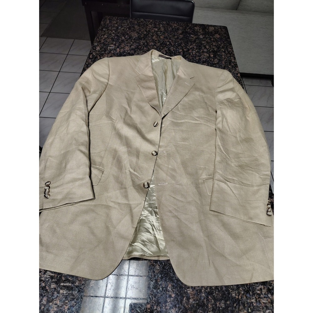 Joseph Abboud Richards Greenwich Tan Silk Wool Blazer Sport Coat Mens 42L